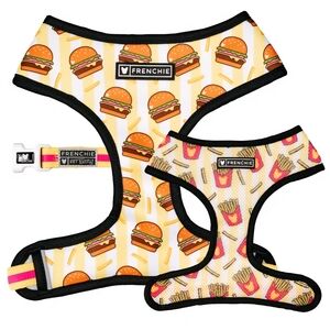 Frenchie Bulldog Hamburger/Fries Reversible Harness Size Medium NWT
